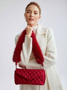 MOTF PREMIUM 縫花人造毛肩帶袋 - 紅色 - 查看 2