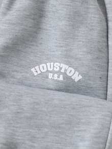 SHEIN 2 chiếc quần nỉ lót nhiệt in chữ thường ngày cho bé trai - Nhiều màu - Xem 6