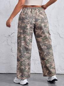 SHEIN ICON Plus Size Full Printed Straight Leg Jeans - Multicolor - View 2