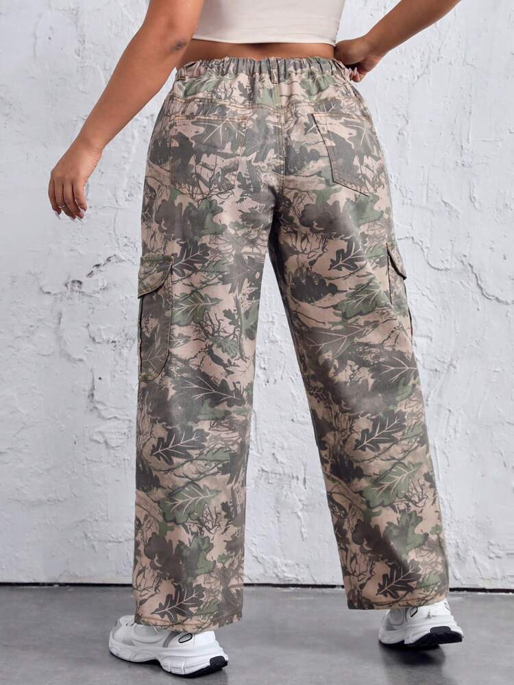 Plus Size Full Printed Straight Leg Jeans