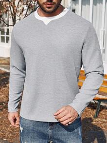 Manfinity Homme 男士大尺碼拼色 T 卹 - 灰色 - 查看 5