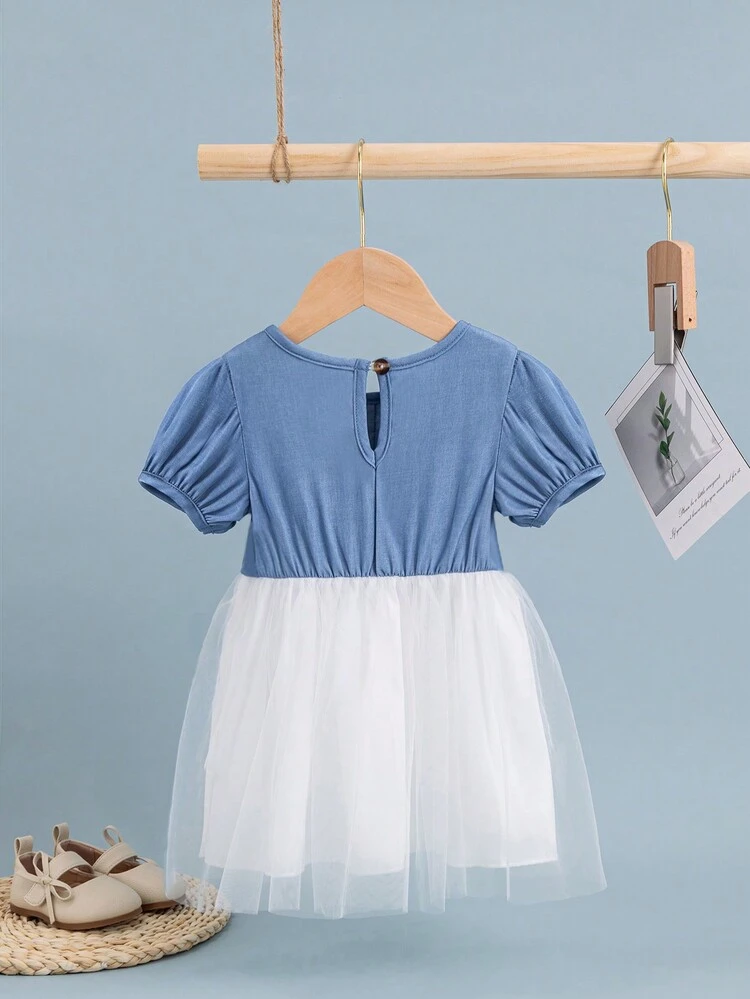 Stylish And Sweet Mesh Lace Dress For Baby Girl