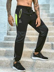 SHEIN Riding Color-Block Drawstring Waist & Elastic Cuffs Cycling Pants Biker Shorts Set
