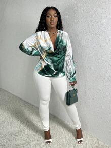 Slaydiva Women's Printed Drapey Design Blouse - Multicolor - View 3