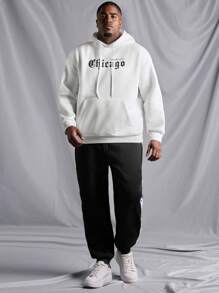 Manfinity Homme Męski Rozmiar Plus Bluza z kapturem I Spodnie Komplety Biżuterii Z Nadruk