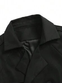 Manfinity Homme Men'S Lapel Collar Double Breasted Belted Trench Coat - Black - View 6