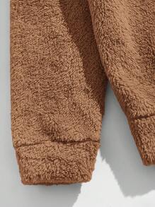 GENTILAND 男士毛絨字母刺繡 2 件套 - 卡其色 - 查看 4