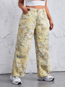 SHEIN EZwear Kích thước lớn Ngụy trang Cao eo Quần legging thẳng - Nhiều màu - Xem 5