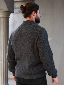 Manfinity Homme Herr Enfärgad Dragkedja Koftor - Mörkgrå - Visa 2