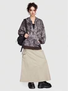 Grunge Punk Ladies' Landscape Print Zip-up Hoodie For Outdoor Activities - Multicolor - View 1