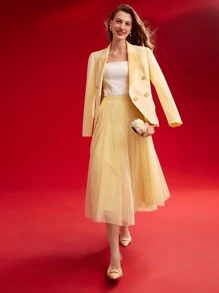 MOTF PREMIUM 女士纯色网眼编织喇叭裙，情人节