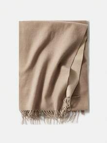 MOTF PREMIUM 雙色毛邊圍巾,優雅時尚 - 杏色 - 查看 2