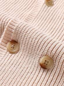 Manfinity Homme Nam Đôi ngực Cổ chữ V Lỏng lẻo Áo len Mở Áo len - Màu be - Xem 5