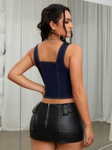 SHEIN ICON Slim-fit Denim Vest Top