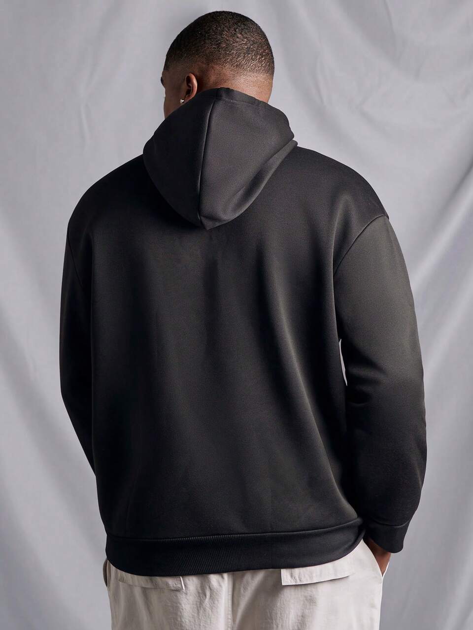 Men's Plus Size Letter Printed Hooded Leisure Sweatshirt With Drawstring
