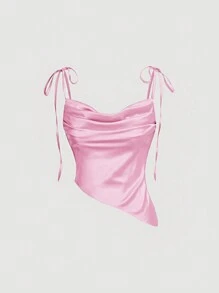 SHEIN MOD 女士不对称下摆吊带背心 - 粉色 - 查看 1