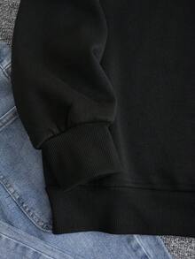 INAWLY 女士骷髏和手印花絨毛衣 - 黑色 - 查看 5