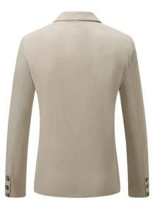 Manfinity Mode 寬鬆男款純色尖領長袖西裝外套 - 杏色 - 查看 8