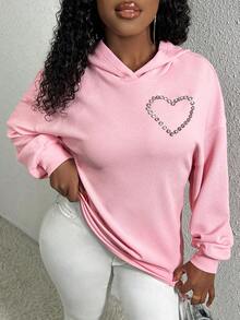 Slaydiva 鑽石心形圖案帽衫 - 粉色 - 查看 3