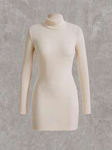 SHEIN EZwear 2入組女士立領針織肋紋長袖連衣裙 - 彩色 - 查看 5