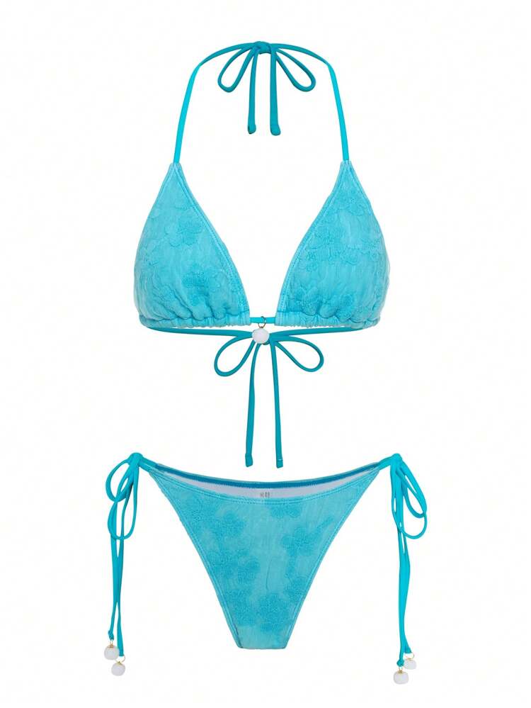 Summer Triangle Bralette With Side Tie Bikini Set