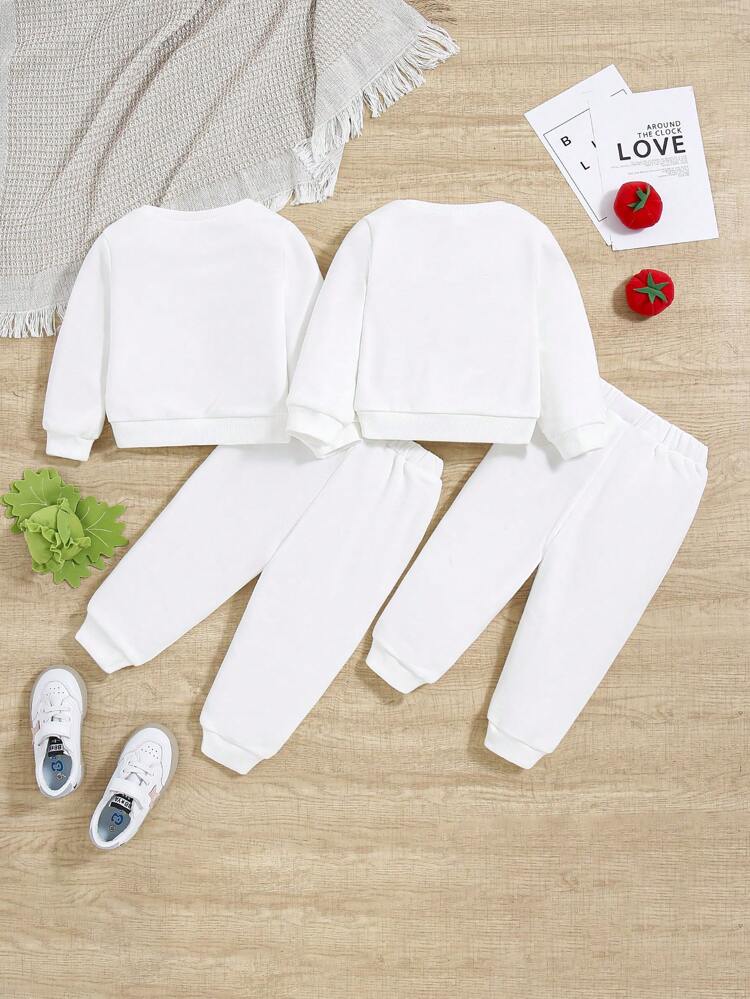Infant Girls' Casual Cute Vegetable Patterned Long Sleeve Sweatshirt And Pants 4pcs Set