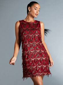 SHEIN BAE Women's Sleeveless Sequin Bodycon Dress - Burgundy - View 1