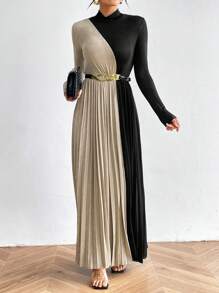 Firerie 顏色拼接打褶開叉女裝連衣裙 - 彩色 - 查看 5