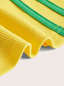 SHEIN EZwear 巴西队拼色女式吊带 - 黃色 - 查看 4