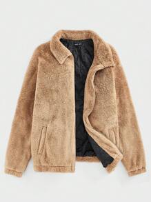 Manfinity VCAY 1 chiếc áo khoác mùa đông dài tay có khóa kéo cỡ lớn cho nam - Màu Khaki - Xem 4