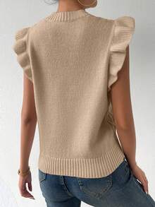 SHEIN Frenchy Chaleco Informal Para Mujer De Cuello Redondo Y Color Sólido - Albaricoque - Ver 2