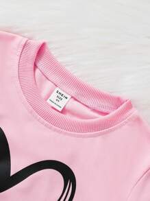 SHEIN Bé gái Love Hình trái tim Tay áo dài Hai chiếc Bộ Đối với Mùa thu Và Mùa Đông - Hồng - Xem 7