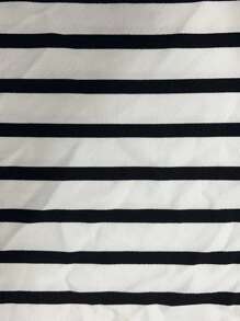 EMERY ROSE Women 2-Piece Casual Striped T-Shirt And Striped Skirt Set - Black and White - View 7