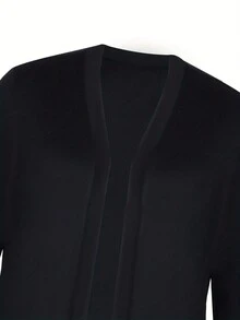 Plus Size Solid Color Front Open Bomber Jacket With Pockets