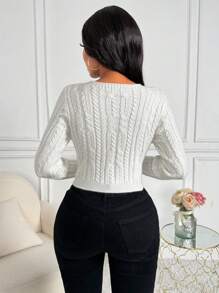 Chiquease 女士純色圓領毛衣 - 白色 - 查看 2