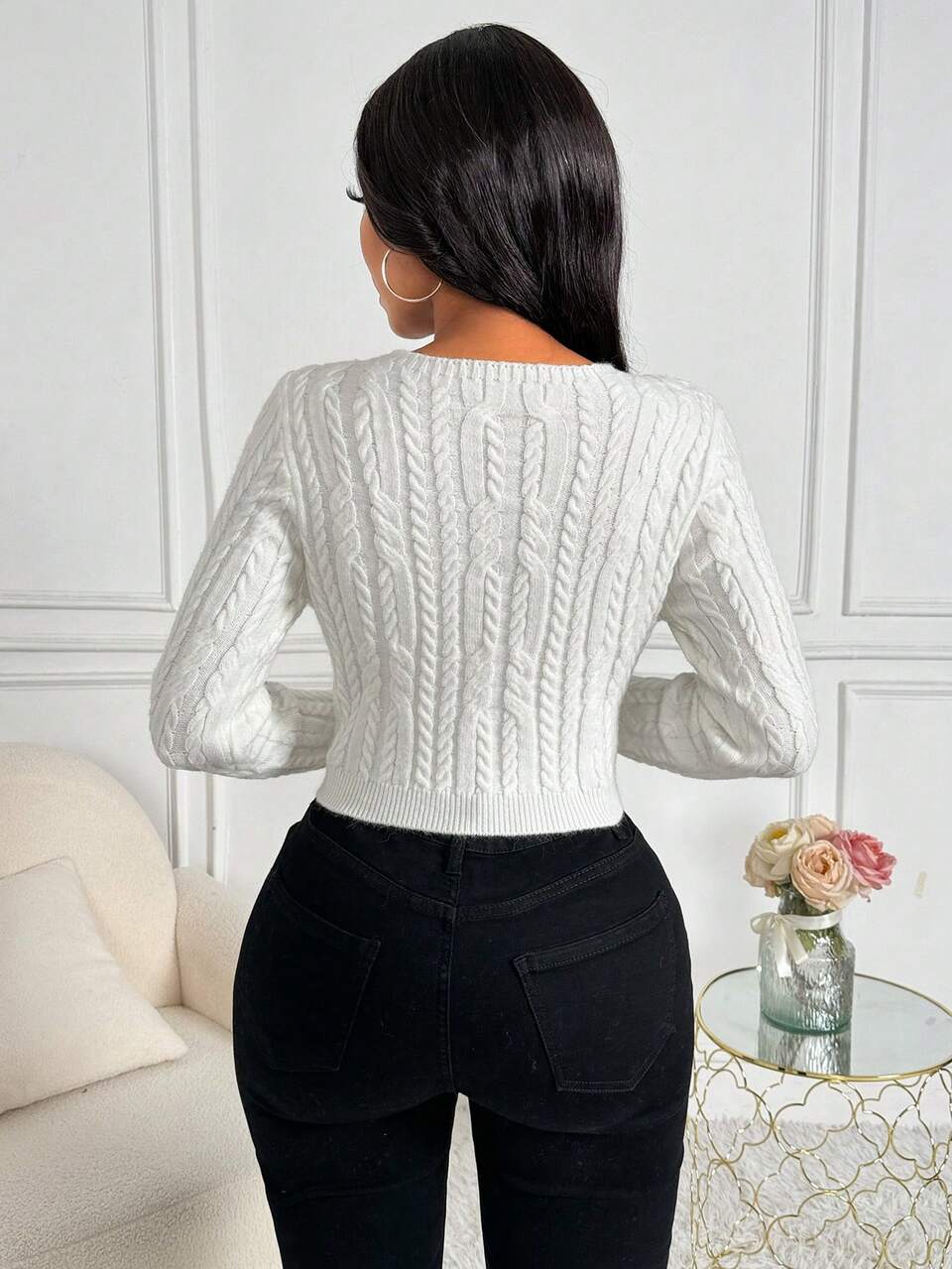 Women's Solid Color Round Neck Sweater