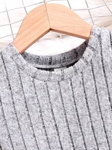 SHEIN 女童春夏時尚舒適短袖上衣配套裝 - 灰色 - 查看 3