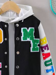 SHEIN Cô Gái Trẻ 1 Miếng Nút Lên Áo khoác bóng chày Với In thư - Nhiều màu - Xem 8