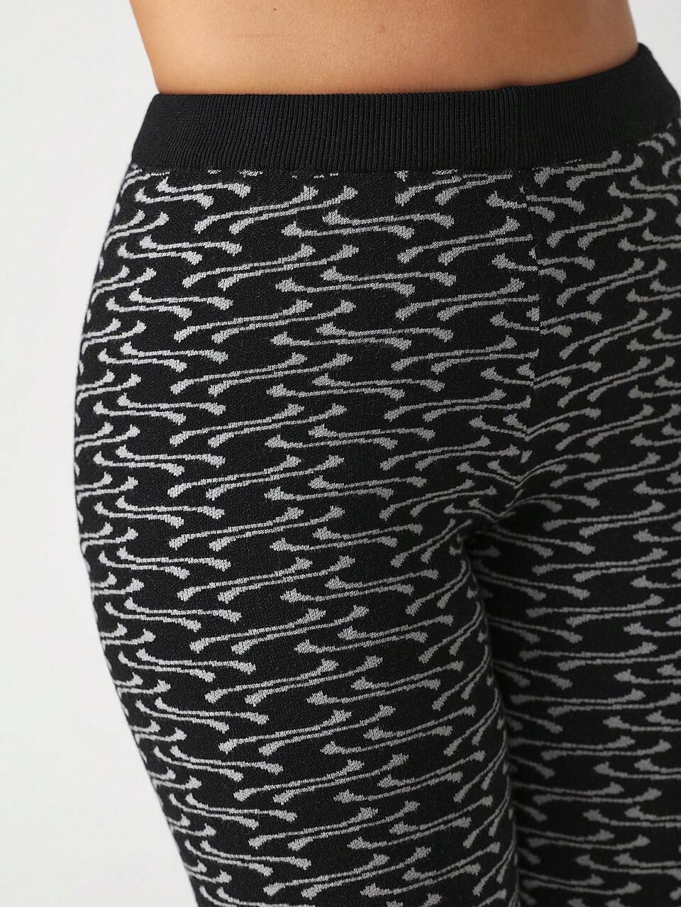 Designer Plus Geo Pattern Colorblock Knit Pants, For Holiday, Vacation, Festival, Ibiza Fits