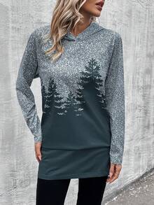 EMERY ROSE 樹印花休閒連帽衫 - 彩色 - 查看 4