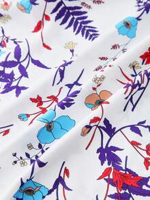 SHEIN LUNE Top De Talla Grande Con Escote De Pico, Estampado Floral Y Adornos De Volantes - Púrpura malva - Ver 3