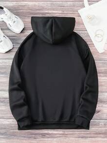 大码保暖抓绒卫衣，带口袋，秋冬季休闲运动装，女装 - 黑色 - 查看 2