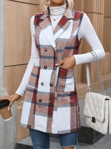 SHEIN LUNE Của phụ nữ Không tay Kẻ sọc In Áo vest - Đỏ - Xem 4