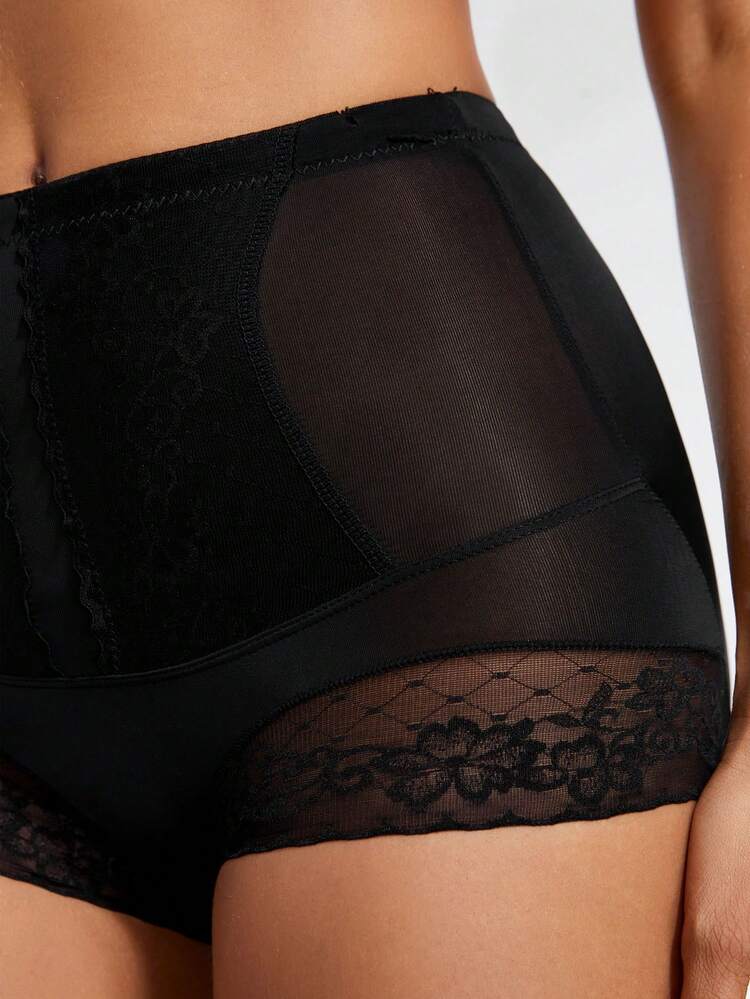 女用網布拼接塑身衣下裝 - 黑色 - 查看 5