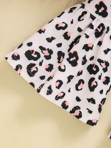 SHEIN Baby Girl Letter & Cartoon Graphic Ruffle Trim Tee & Flare Leg Pants Without Headband - Pink - View 4