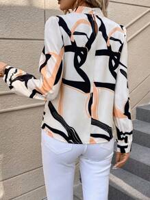 SHEIN Clasi Women's Color Block Stand Collar Long Sleeve Shirt - Multicolor - View 2