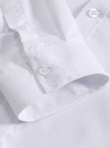 Manfinity Mode Men's Solid Color Long Sleeve Shirt, Fall - White - View 5