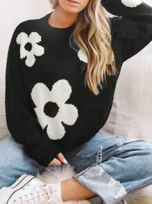 Mô hình hoa Thả vai Áo len - màu đen - Xem 1