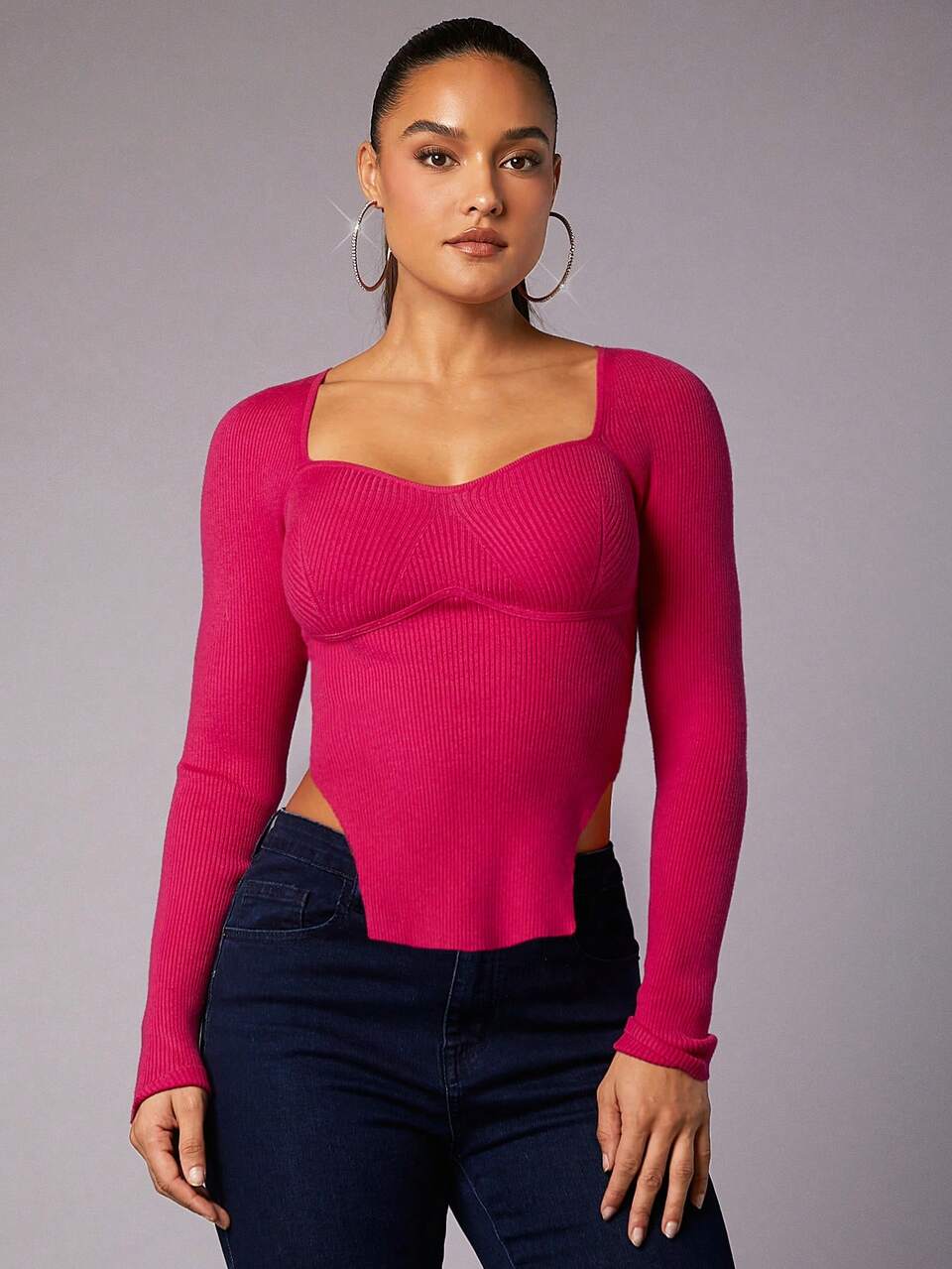 Valentine's Day Love Collar Pink Long Sleeve Sweater