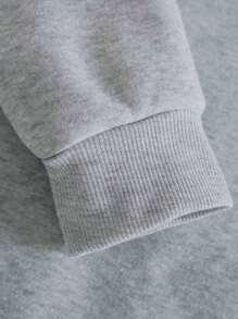 男士貓字母圖案下肩絨毛衣 - 灰色 - 查看 5